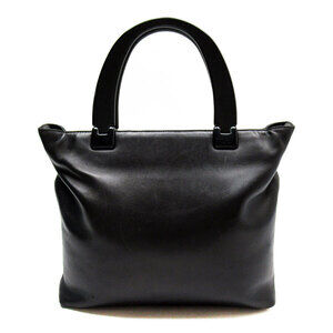 Prada handbag leather body distinctive handles Black